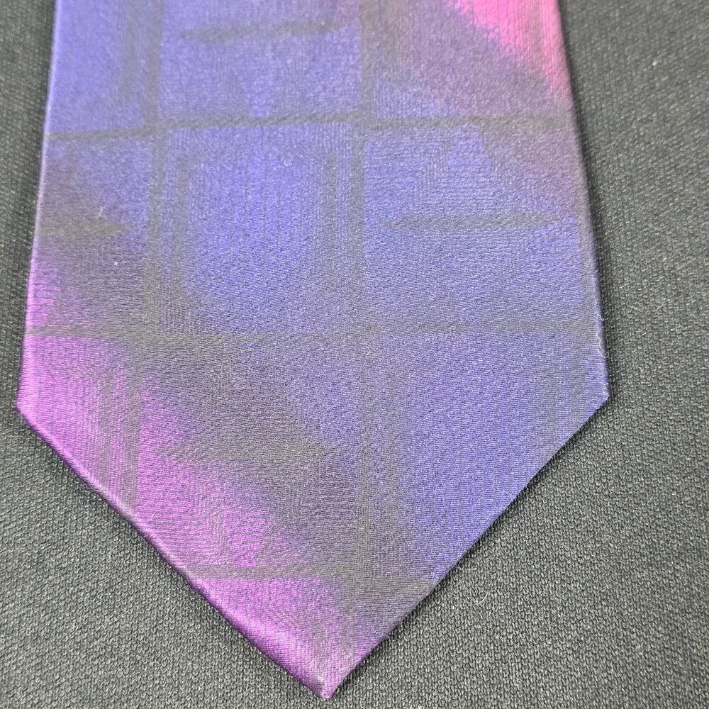 Como COLLEZIONE Men's Tie Purple Pink Ombre Silk Geometric Pattern